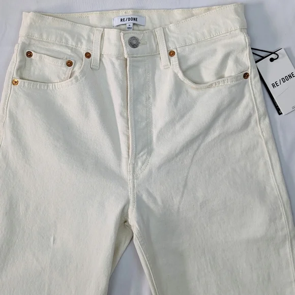 Re/Done 70S High Rise Skinny Bootcut Jean Button Fly Frayed Vintage White 28 NWT - Picture 4 of 15